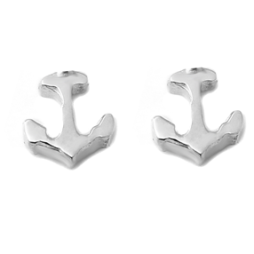 Anchor Petite Stud Earrings in Sterling Silver   White Trash Charm