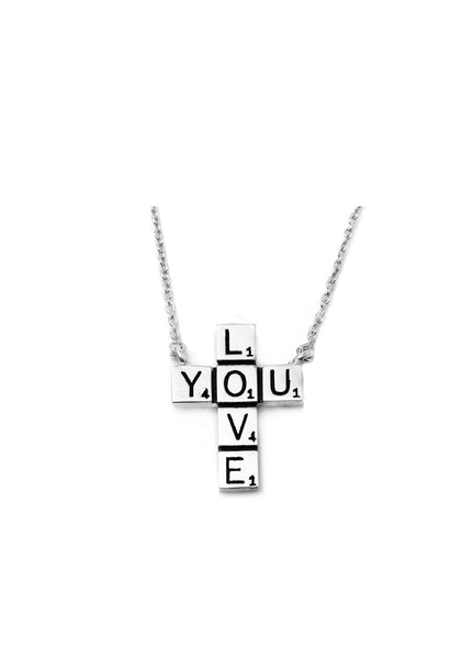 LOVE YOU SCRABBLE Pendant W H I T E T R A S H C H A R M S