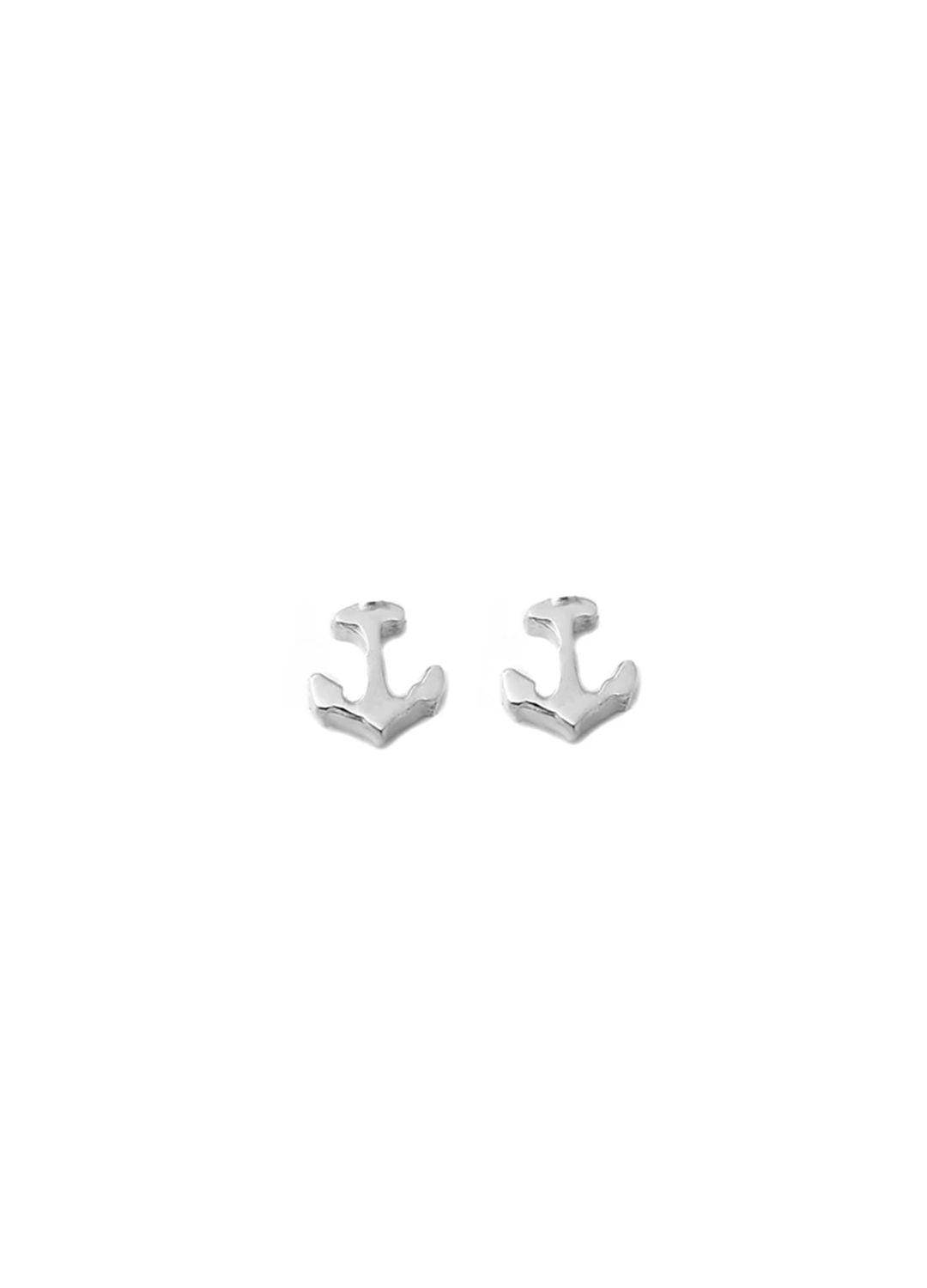 Anchor Petite Stud Earrings in Sterling Silver   White Trash Charm