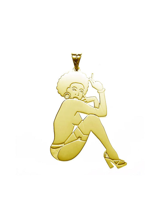 Girl Pendant Nacked Afro Pinup W H I T E T R A S H C H A R M S