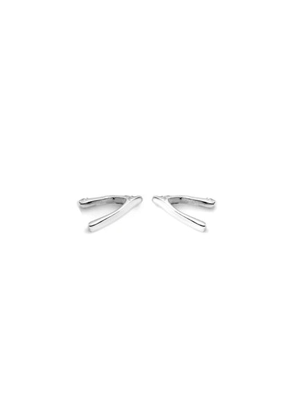 WISHBONE Petite Stud Earrings W H I T E T R A S H C H A R M S