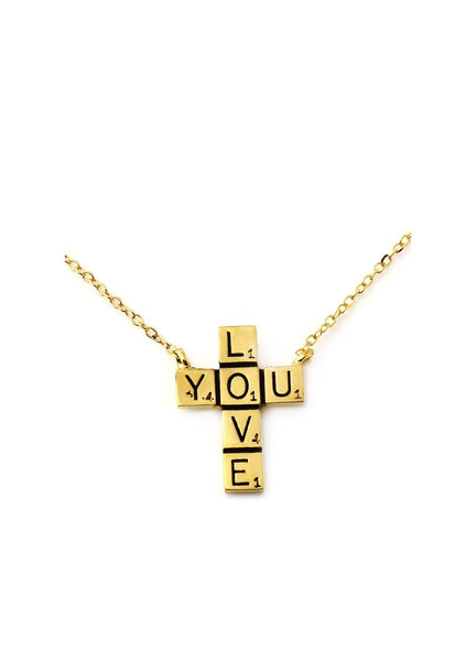 LOVE YOU SCRABBLE Pendant W H I T E T R A S H C H A R M S