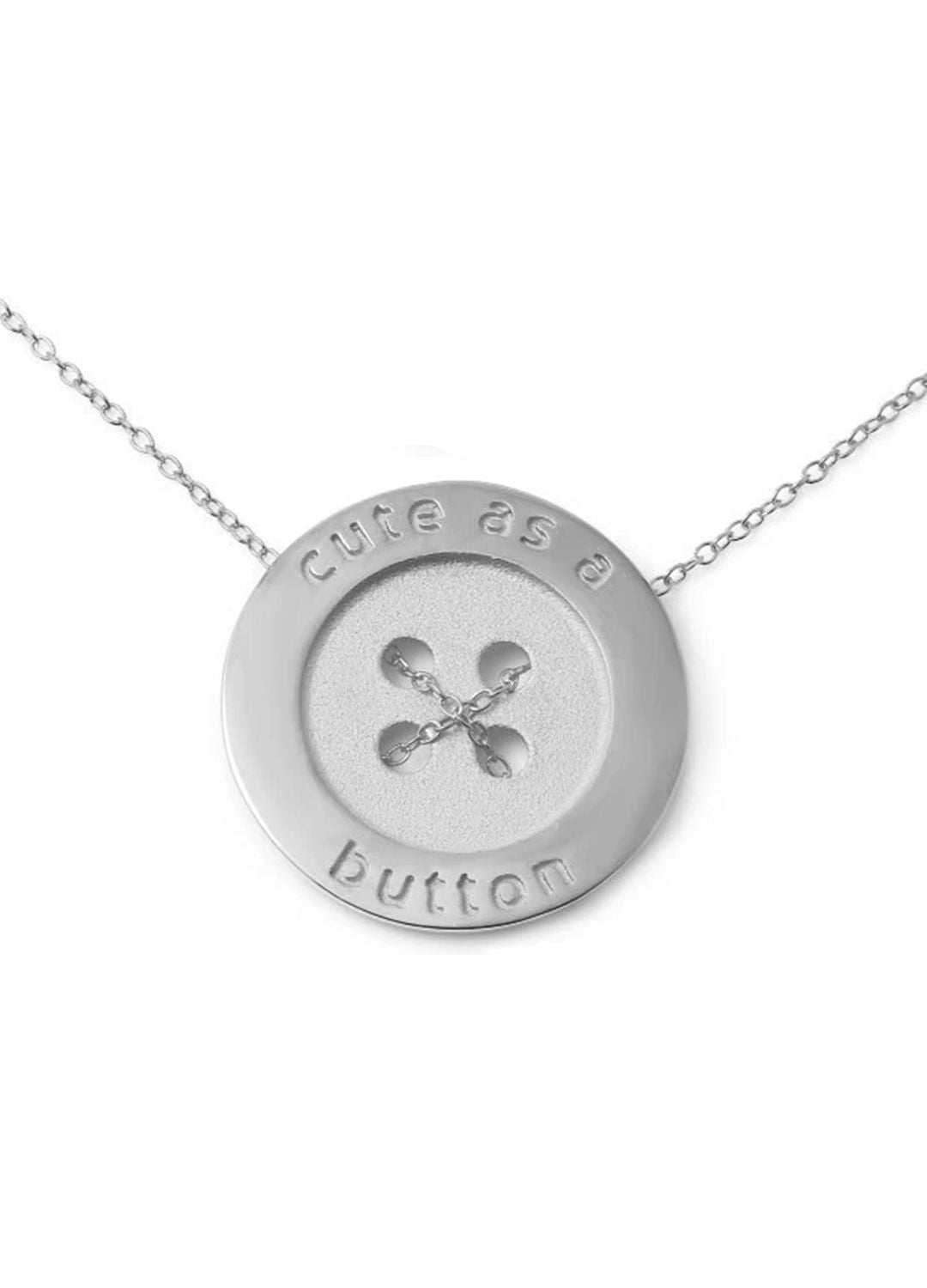 Cute As A Button Necklace in Silver, Gold Vermeil - White Trash Charms Cute As A Button Necklace in Silver, Gold Vermeil - White Trash Charms