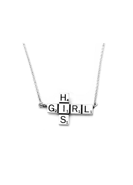 HIS GIRL SCRABBLE Pendant W H I T E T R A S H C H A R M S