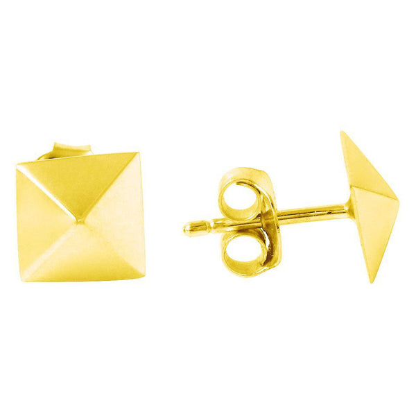 Pyramid Stud Earrings in Gold Vermeil and 14K Gold   White Trash Charm s Style