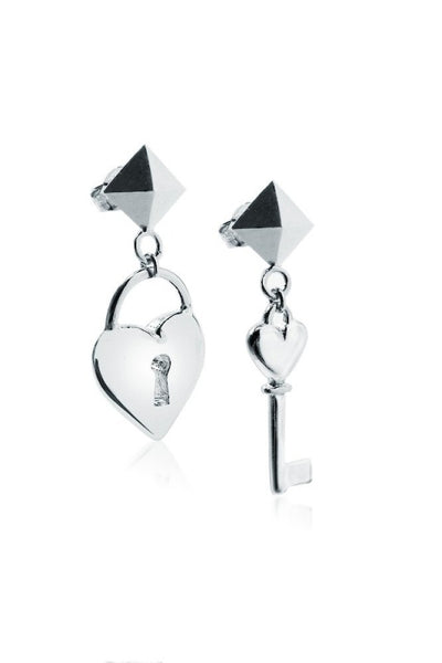 HEART LOCK AND KEY Earrings W H I T E T R A S H C H A R M S